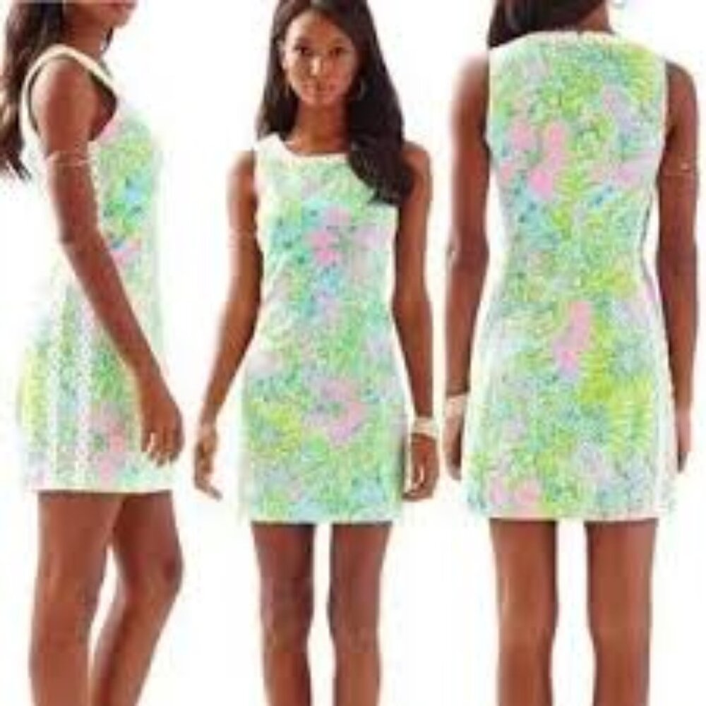 Lilly Pulitzer Mila Shift Dress Coconut Jungle 16 Excellent Condition